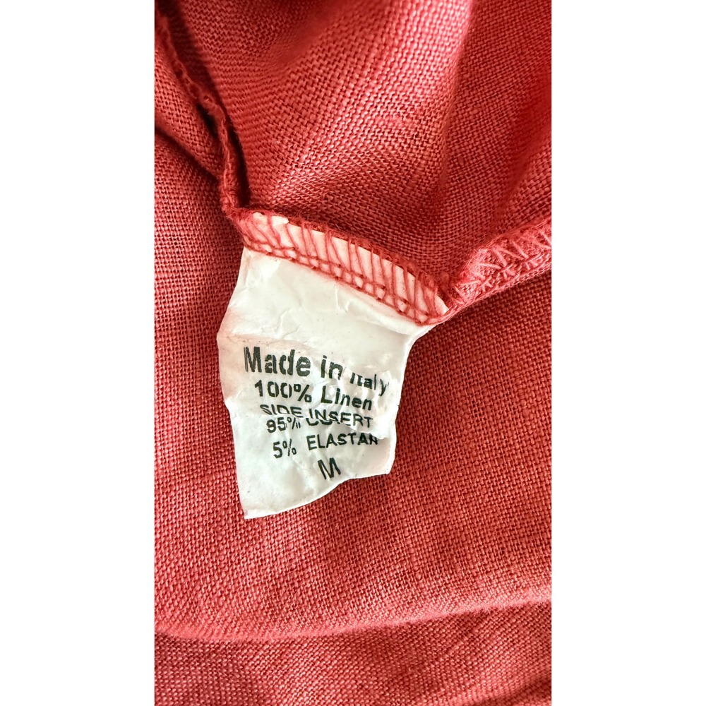 Terzo Millennio Coral Red Linen Sleeveless V-Neck Dress Made in Italy Size Med - Picture 8 of 11